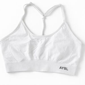 AYBL White Seamless Sports Bra Strappy Back Light Support XS-Small Athletic